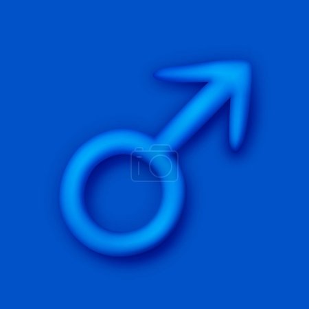 Illustration for Colorful Cute Male Gender Symbol in Modern Plastic Style. Trendy Cartoon Object. Realistic Design Element. Modern Concept. Vector 3d Illustration - Royalty Free Image
