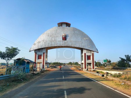 Photo for 30.12.2021. Tarapith, West Bengal, India. Entrance arch design of Tarapith town on the road - Royalty Free Image