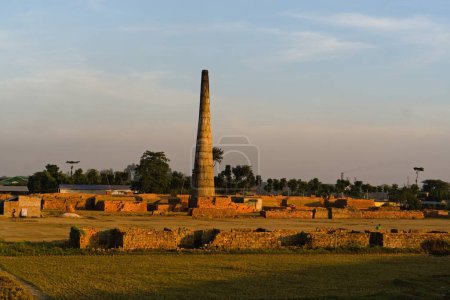 Photo for View of chimney in brick making kiln in india - Royalty Free Image