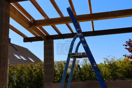 Construction of rafters for a wooden roof Roof structure, Wooden structure
