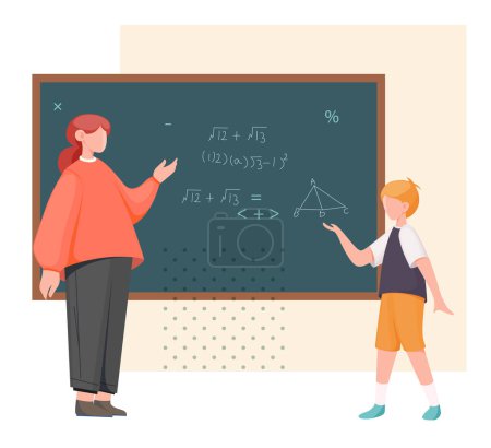 Teacher Teaching Mathematics to Student -  Illustration  as EPS 10 File