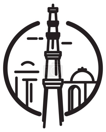 Illustration for Qutub Minar - Mehrauli - Delhi City Icon Illustration as EPS 10 File - Royalty Free Image