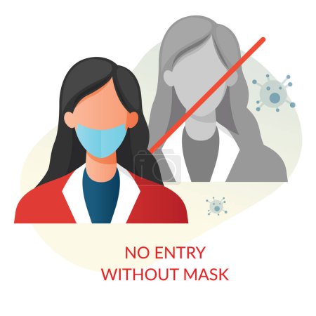 Illustration for No Entry Without Protective Face Mask - Icon as EPS 10 File - Royalty Free Image