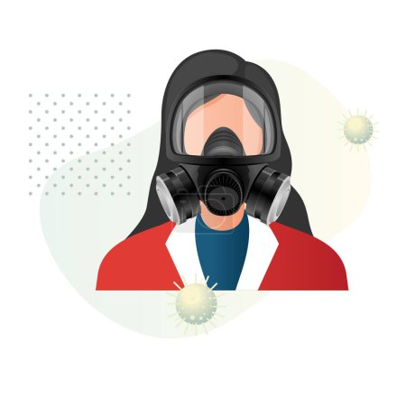 Illustration for Full Face Industrial Grade Respiratory Protective Mask - Icon as EPS 10 File - Royalty Free Image