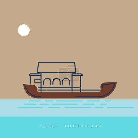 Illustration for Kochi City - Houseboat - Icon Illustration as EPS 10 File - Royalty Free Image