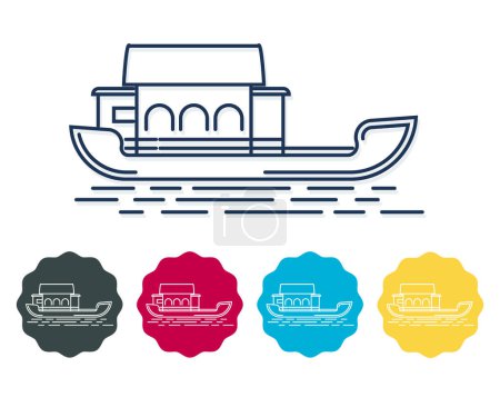 Illustration for Kochi City - Houseboat - Icon Illustration   as EPS 10 File - Royalty Free Image