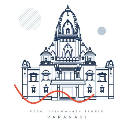 Illustration for Varanasi City - Kashi Vishwanath Temple -  Icon Illustration as EPS 10 File - Royalty Free Image