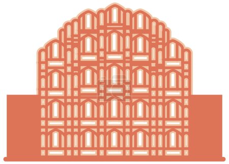 Illustration for Historical Icon Jaipur City - Hawa Mahal Icon Illustration as EPS 10 File - Royalty Free Image