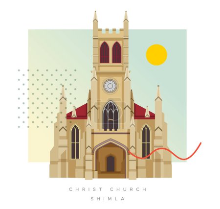 Téléchargez les illustrations : Christ Church - Shimla - Illustration de stock comme fichier EPS 10 - en licence libre de droit