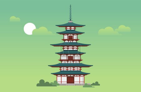 Ilustración de Yakushi-ji Toto (Pagoda Oriental) en Nara, Japón - Ilustración de stock como archivo EPS 10 - Imagen libre de derechos