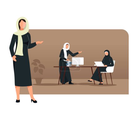 Illustration for ESG Compliance - MENA Region Women in IT Office - Stock Illustration as EPS 10 File - Royalty Free Image