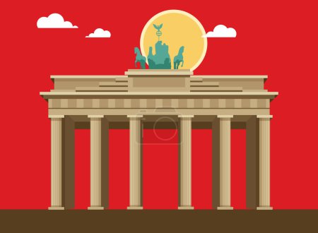 La Porte de Brandebourg - Pariser Platz, Berlin, Allemagne - Illustration de stock sous forme de fichier EPS 10