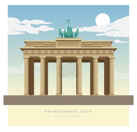 La Porte de Brandebourg - Pariser Platz, Berlin, Allemagne - Illustration de stock sous forme de fichier EPS 10