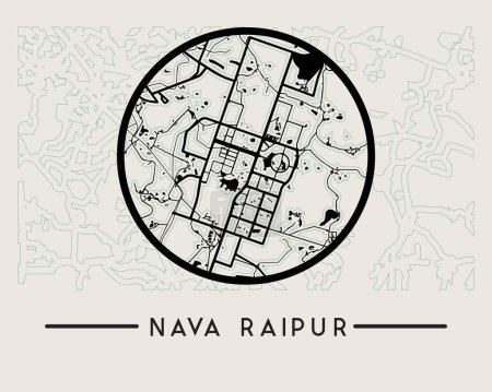 Illustration for Abstract Nava Raipur City Map - Illustration as EPS 10 File - Royalty Free Image