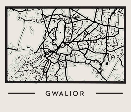 Abstract Gwalior City Map -  Stock Illustration   as EPS 10 File