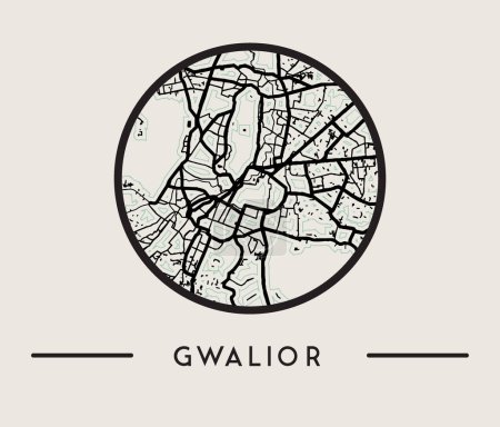 Mapa abstracto de la ciudad de Gwalior - Ilustración de stock como archivo EPS 10