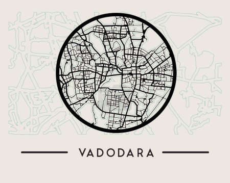 Illustration for Abstract Vadodara City Map - Illustration as EPS 10 File - Royalty Free Image