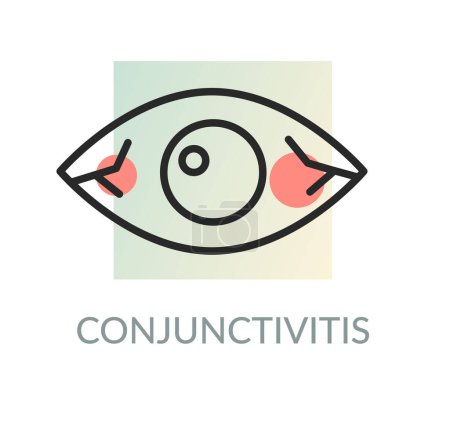 Conjuntivitis Infección en el Ojo - Ojo Rosa - Icono como Archivo EPS 10