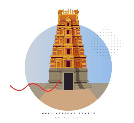 Temple Mallikarjuna, Srisailam Jyotirlingas - Illustration de stock comme fichier EPS 10