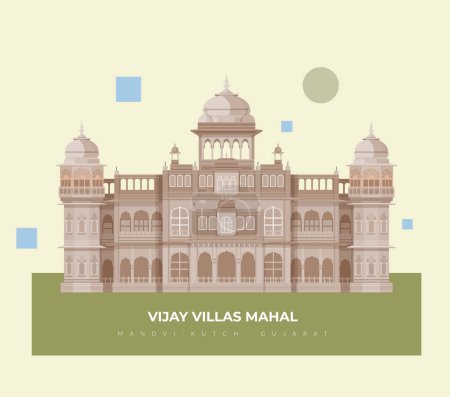 Vijaya Vilas Mahal at Mandvi - Kutch, Gujrat - Stock Illustration as EPS 10 File