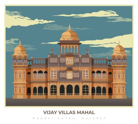 Illustration for Vijaya Vilas Mahal at Mandvi - Kutch, Gujrat - Stock Illustration as EPS 10 File - Royalty Free Image