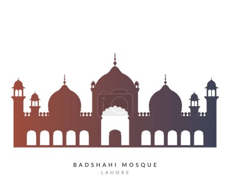 Mezquita Badshahi - Lahore - Pakistán - Stock Illustration as EPS 10 File