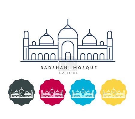 Mezquita Badshahi - Lahore - Pakistán - Stock Illustration as EPS 10 File