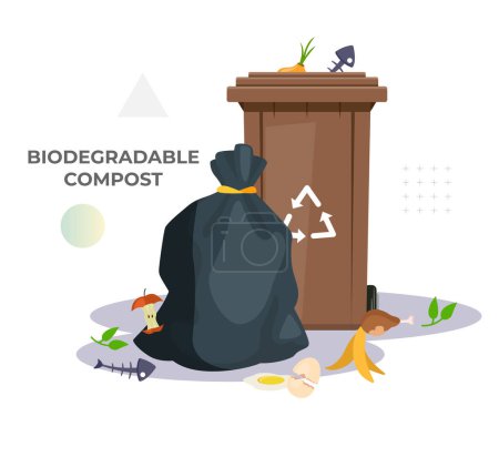 Ilustración de Wet Waste in Black Bags and Brown Bins - Food Wastage - Icon  as EPS 10 File - Imagen libre de derechos