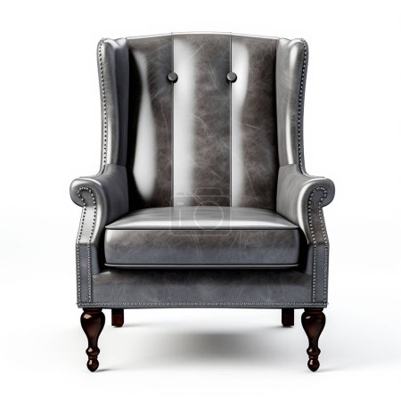 Téléchargez les photos : Chaise Accent acier couleur gris isolé fond blanc. - en image libre de droit