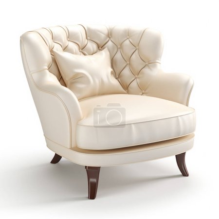 Téléchargez les photos : Accent chaise couleur ivoire isolé fond blanc. - en image libre de droit