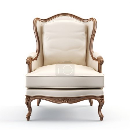 Photo for Accent chair ivory color isolated white background. - Royalty Free Image