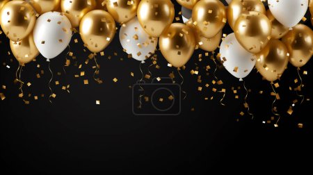 Foto de Oro brillante confeti y globos de oro solamente. - Imagen libre de derechos