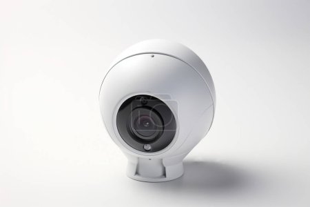 Foto de Una cámara digital de seguridad redonda aislada en fondo blanco. - Imagen libre de derechos