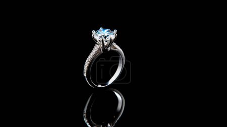 Foto de Anillo de diamante aislado en anillo de estilo solitario de compromiso blanco. - Imagen libre de derechos