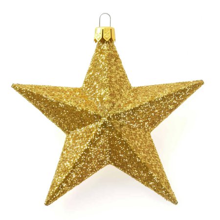 Foto de Oro brillante estrella en forma de adorno de Navidad aislado
. - Imagen libre de derechos