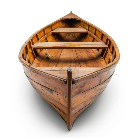 Petit bateau à rames vide en bois