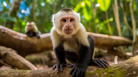 Foto de Cebus imitador Capuchino mono lindo panamericano - Imagen libre de derechos