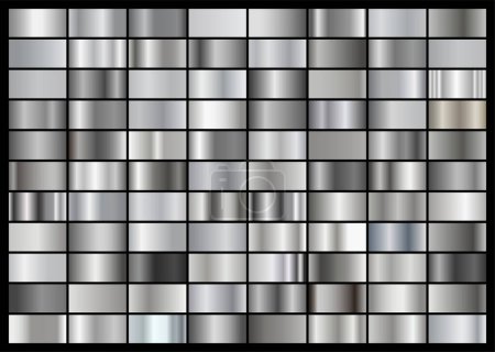 Foto de Conjunto de fondo de textura de lámina de plata. Plantilla de gradiente de metal. Ilustración vectorial - Imagen libre de derechos
