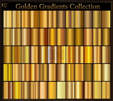 Ilustración de Oro metal gradiente rasguño textura fondo conjunto. - Imagen libre de derechos