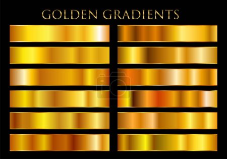 Illustration for Golden grunge shiny gradient design collection. - Royalty Free Image