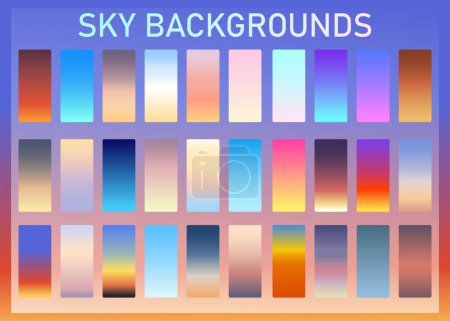 Illustration for Sky color gradient background set. Templates of texture for banner, poster, flyer, presentation, mobile apps and smartphone screen design. Vector illustration - Royalty Free Image