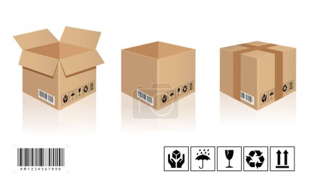 Ilustración de Primer plano de una caja de cartón sobre fondo blanco. - Imagen libre de derechos