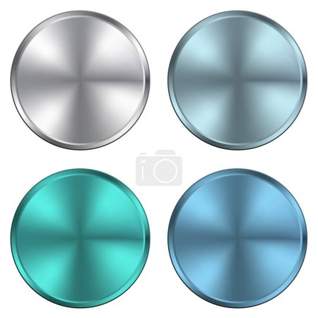 Foto de Placas vectoriales metálicas circulares, texturas metálicas azul plata
. - Imagen libre de derechos