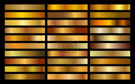 Foto de Gradiente de oro conjunto vector de fondo icono textura ilustración metálica para marco, cinta, bandera, moneda y etiqueta. - Imagen libre de derechos