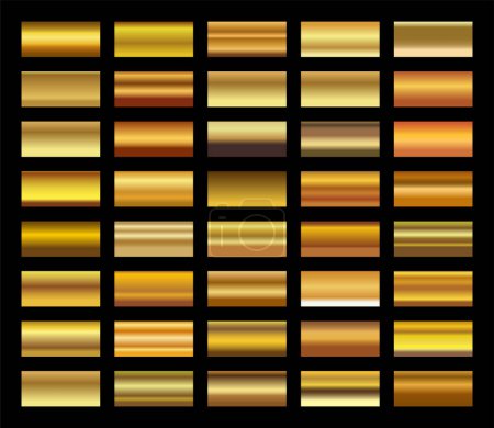 Foto de Gradiente de oro conjunto vector de fondo icono textura ilustración metálica para marco, cinta, bandera, moneda y etiqueta. - Imagen libre de derechos