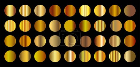 Gold gradient set background vector icon texture metallic illustration for frame, ribbon, banner, coin and label. Poster 625703568