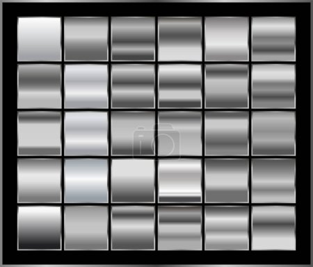 Foto de Textura de lámina de plata conjunto de fondo. Colección de gradientes de acero vectorial brillante y metálico para borde cromado, marco de hierro - Imagen libre de derechos