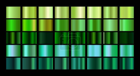 Foto de Set de gradientes metálicos verdes, colección de muestras. Diseño de gradación diferente. - Imagen libre de derechos