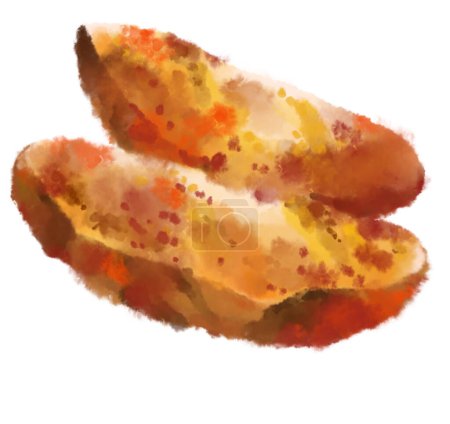 Téléchargez les photos : Frites pomme de terre coin épais coupé pommes de terre frites aquarelle peinture illustration - en image libre de droit