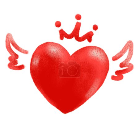 Photo for Valentine's day hand drawing doodle heart win shape wing effect elements illustration art - Royalty Free Image
